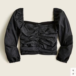 Ruched Puff Sleeve Cropped Top